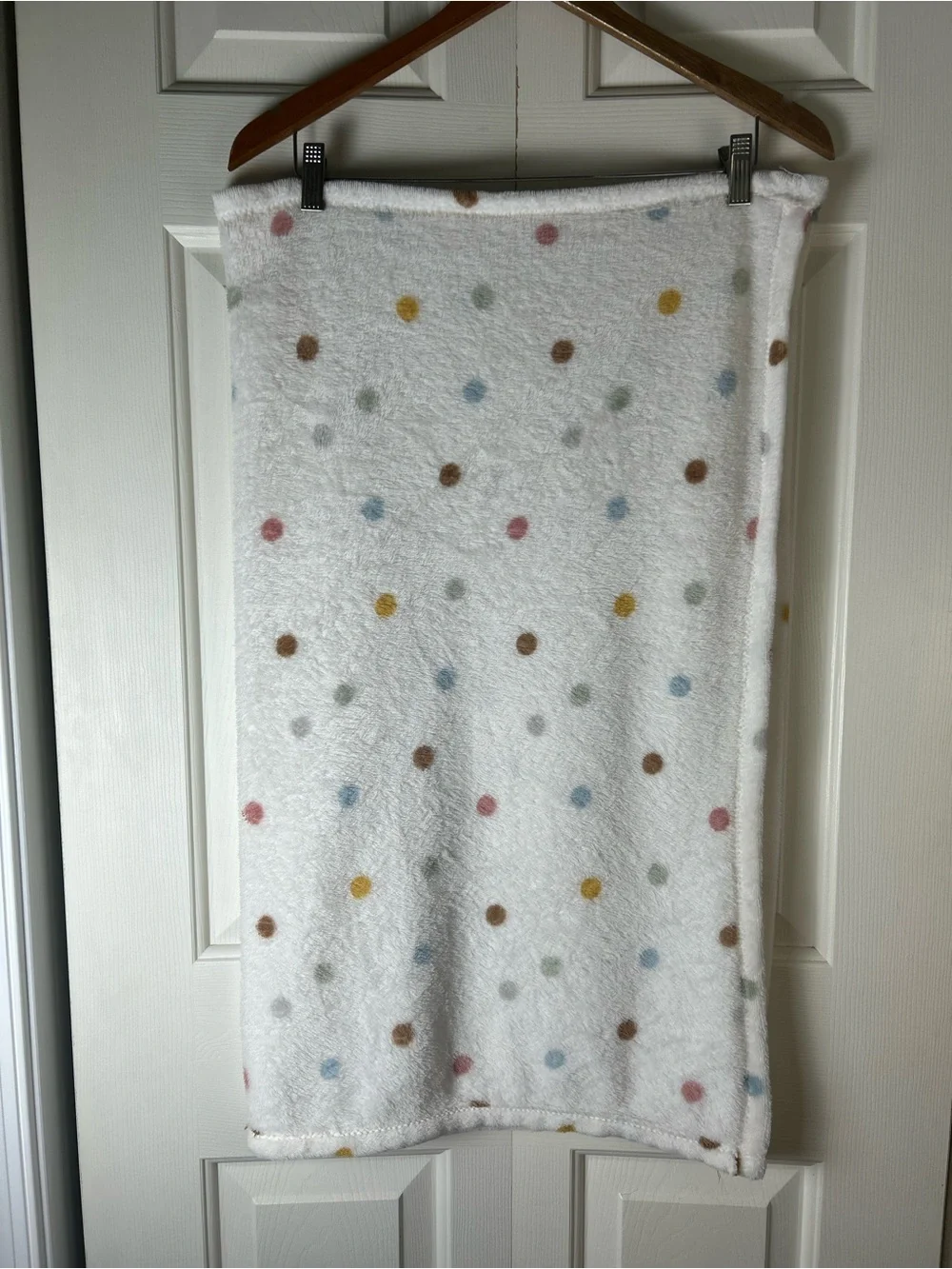 Parent's Choice Polka Dot Baby Blanket White Gray Blue Green Brown Neutral Plush